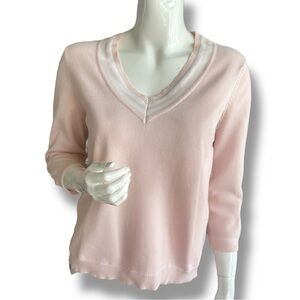 Lauren Ralph Lauren Vintage Ballet Pink V-Neck Sweater Casual Fit. Women Size M